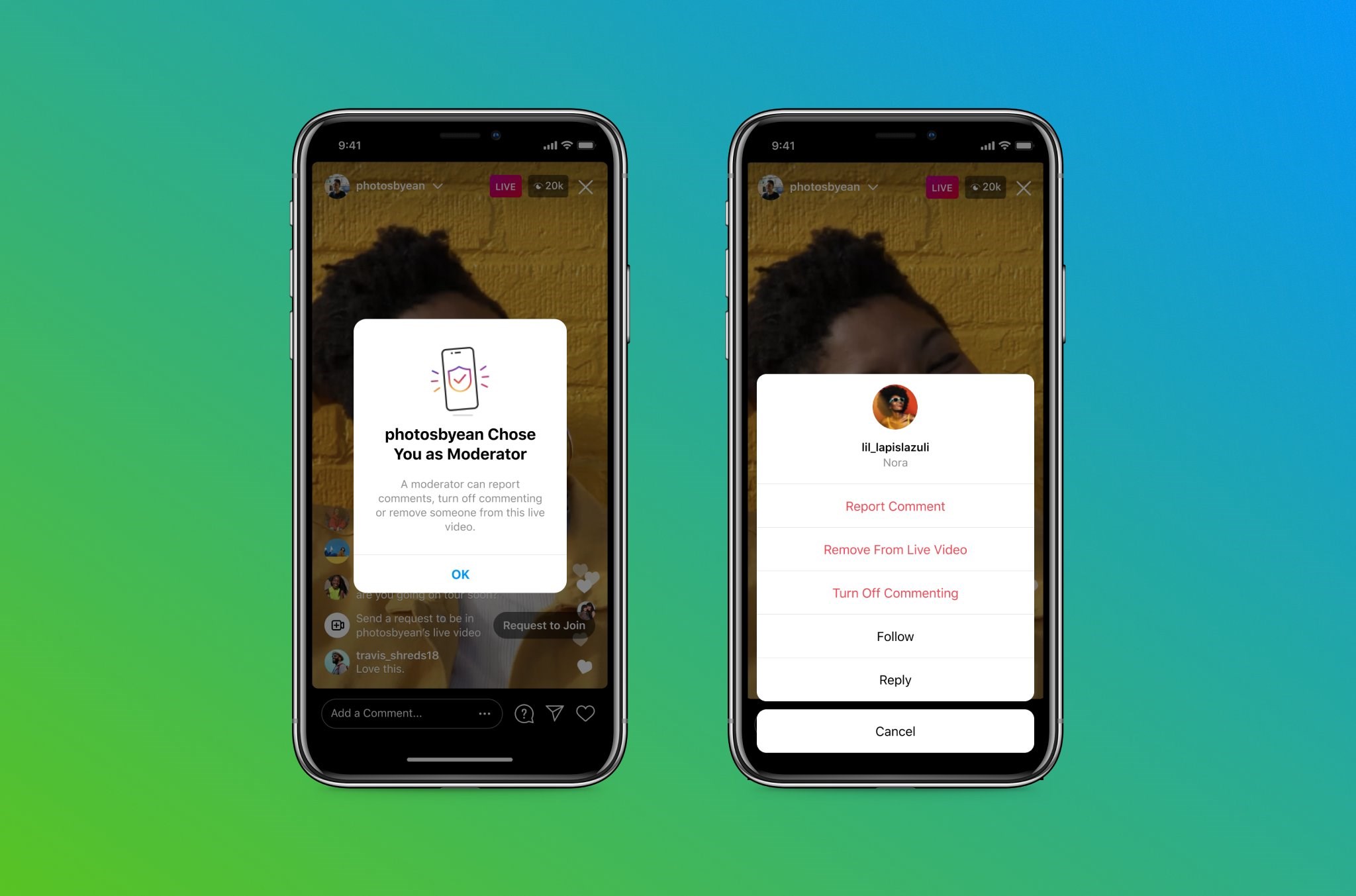 Support for adding a moderator to Instagram live broadcasts is coming